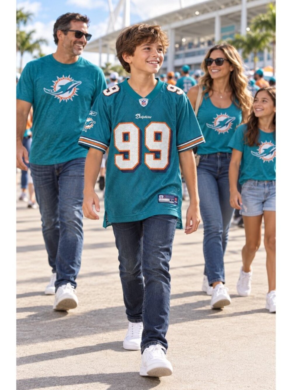 Vintage Reebok Jason Taylor 99 Miami Dolphins Youth L 14 16 Aqua Jersey EUC